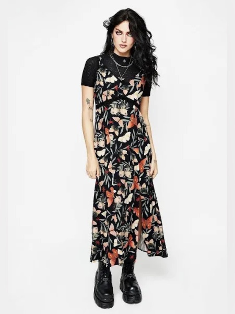Disturbia Mariposa Floral Butterfly Maxi Dress